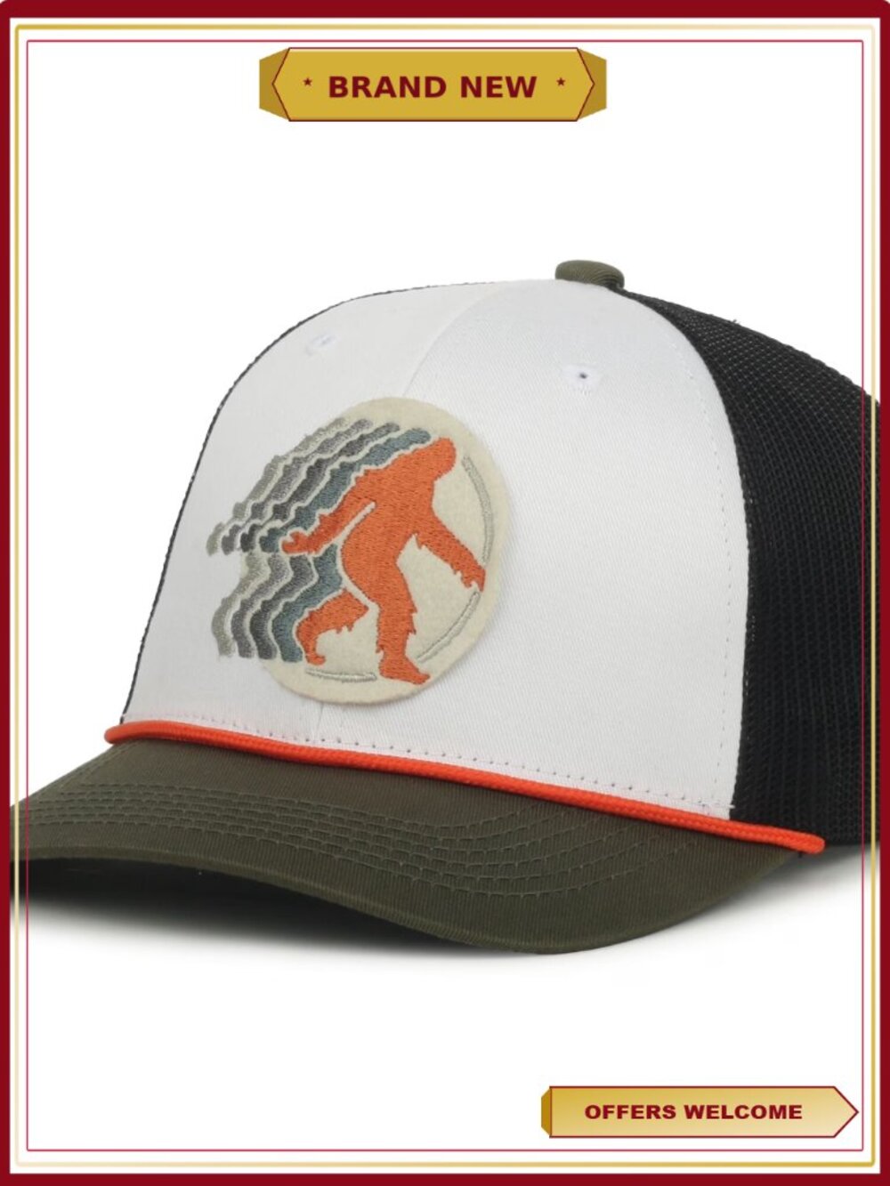 Sasquatch Trucker Hat Pro Round Structured Baseball Cap Mesh Back Adjustable